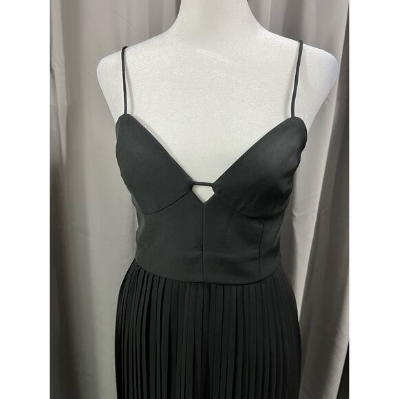 Nwt 550 Nicholas Black Long Pleated Formal Prom Homecoming Dress - Picture 3 of 8